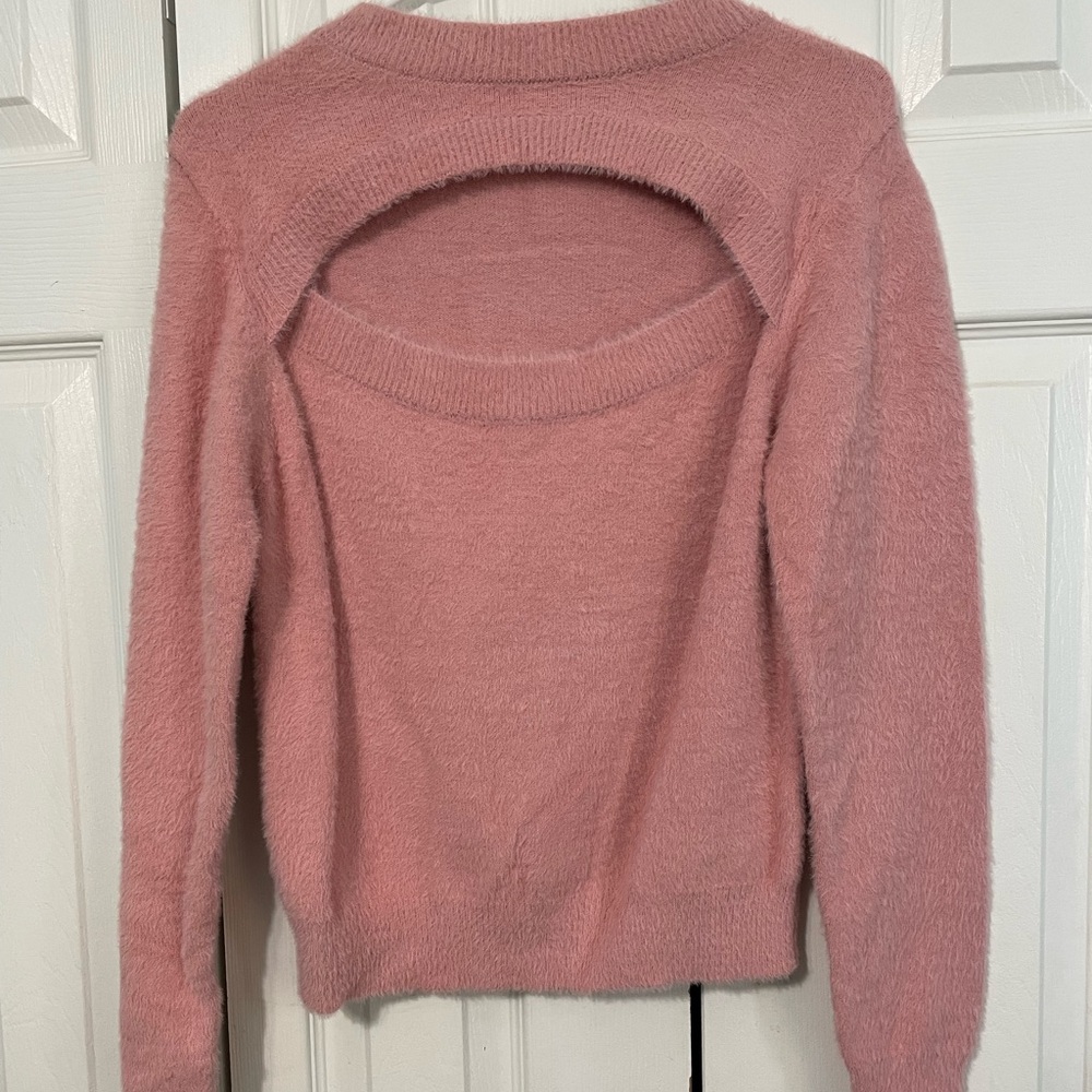 Pink Lily Pink Sweater with Keyhole front